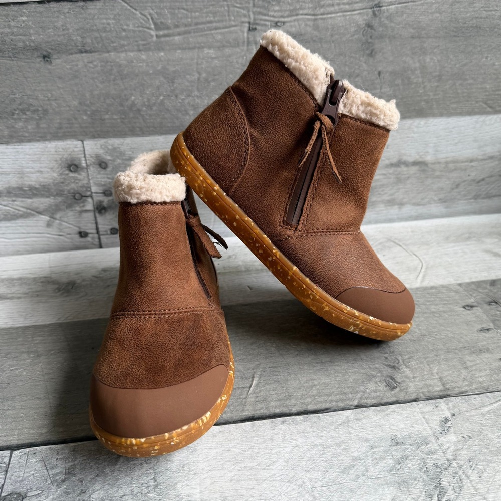 Livie & Luca Kids Brown Recycled Microfiber Faux Shearling Boots Size 11 NEW